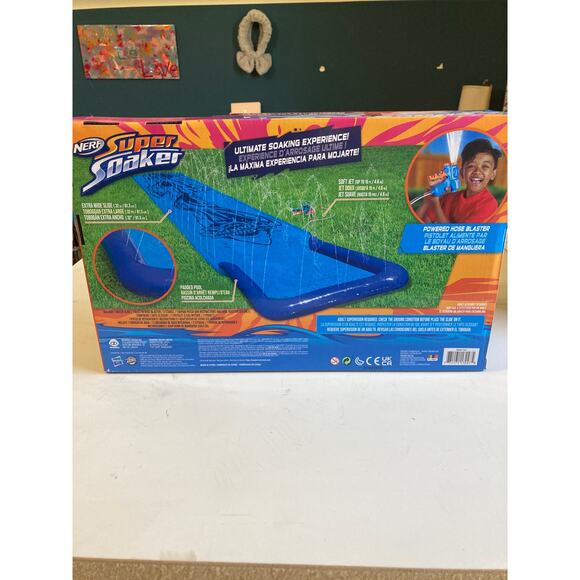 NERF Super Soaker Blast Water Slide 16 Ft Outdoor Slide Extra Water Blaster - Picture 2 of 4